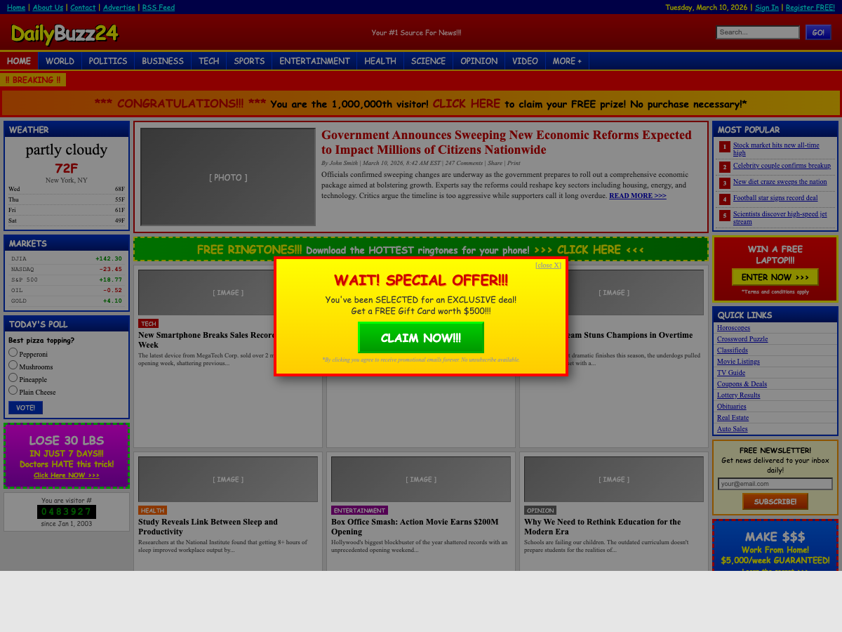 News site before redesign